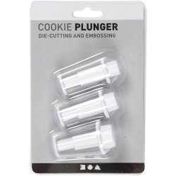 Udstikkere med pr&aelig;g, cirkel, diam. 1,1+1,3+1,7 cm, hvid, 3 stk./ 1 pk.