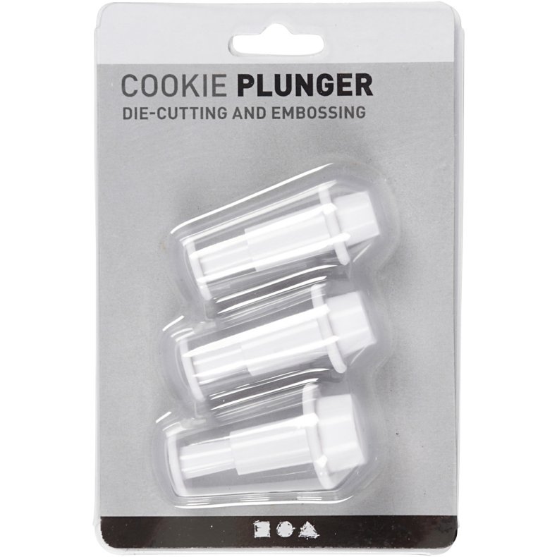 Udstikkere med pr&aelig;g, cirkel, diam. 1,1+1,3+1,7 cm, hvid, 3 stk./ 1 pk.