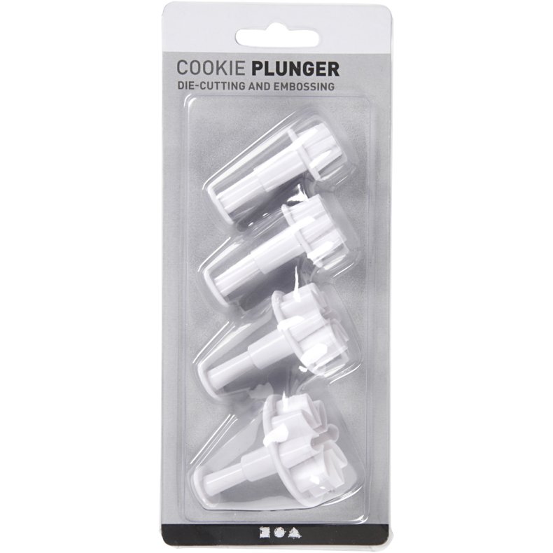 Udstikkere med pr&aelig;g, stjerne, diam. 2,1+2,3+2,6 cm, hvid, 3 stk./ 1 pk.