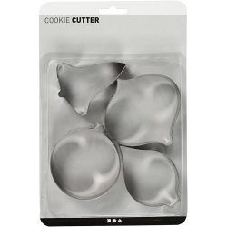 Udstiksforme, klokke, kugle, dr&aring;be, prisme, H: 8 cm, 4 stk./ 1 pk.