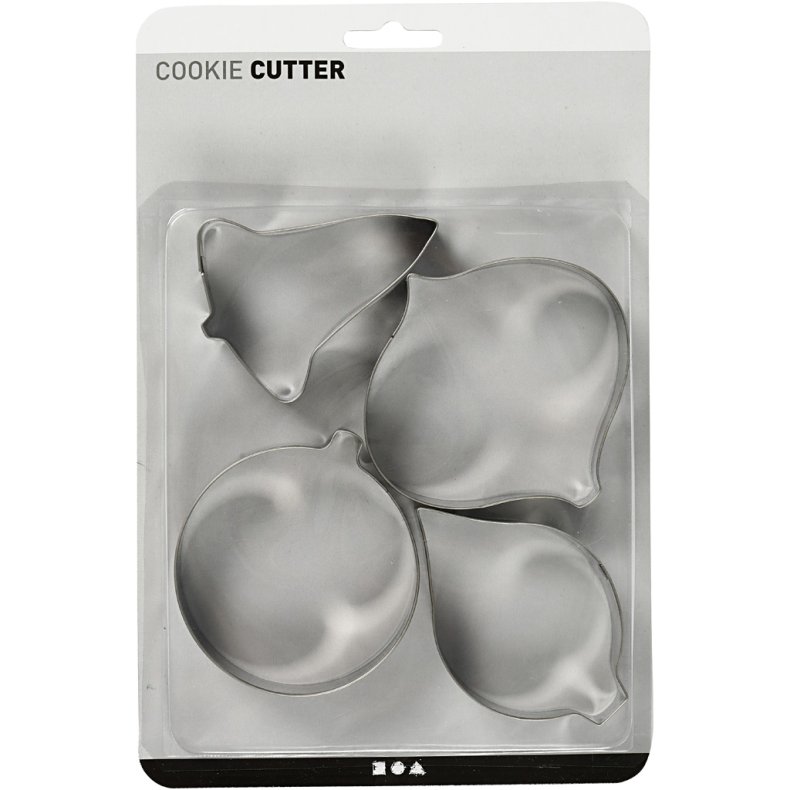 Udstiksforme, klokke, kugle, dr&aring;be, prisme, H: 8 cm, 4 stk./ 1 pk.