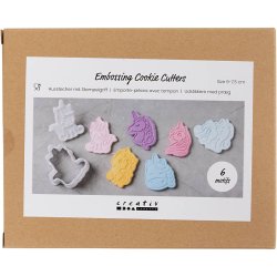 Udstikkere med pr&aelig;g, Enhj&oslash;rning, str. 6-7,5 cm, hvid, 6 stk./ 1 pk.