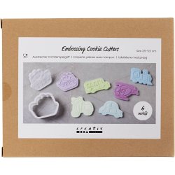 Udstikkere med pr&aelig;g, Transport, str. 3,5-5,5 cm, hvid, 6 stk./ 1 pk.