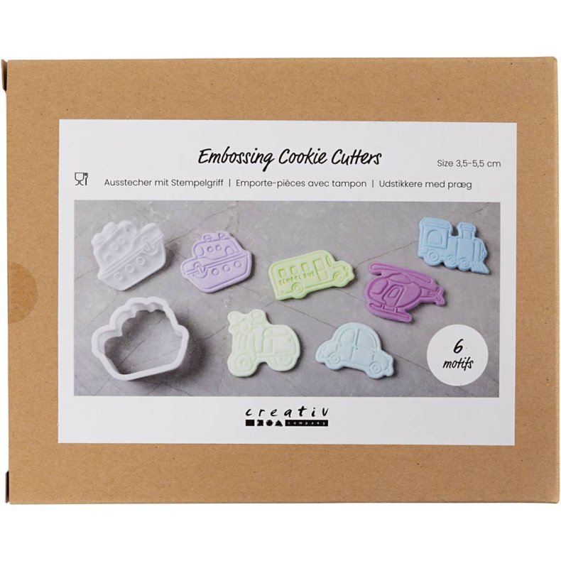 Udstikkere med pr&aelig;g, Transport, str. 3,5-5,5 cm, hvid, 6 stk./ 1 pk.