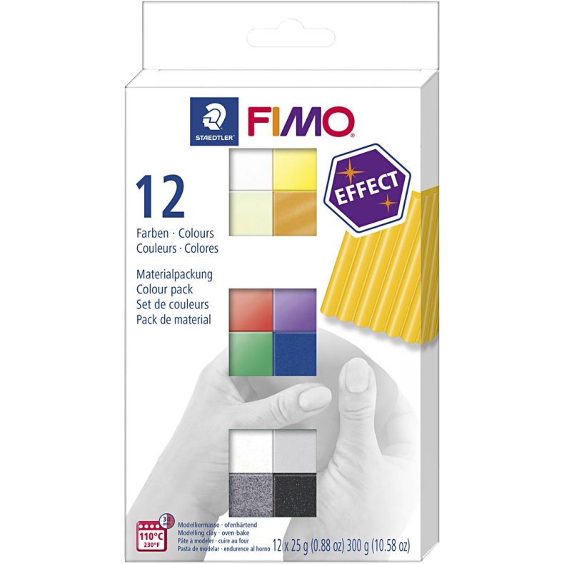 FIMO&reg; Effect, ass. farver, 12x25g/ 1 pk.