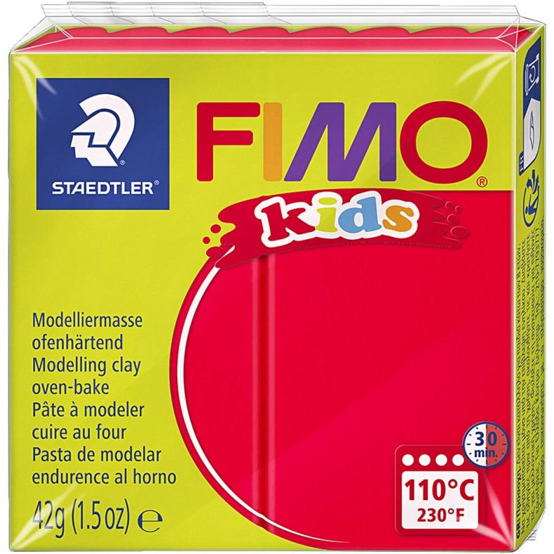 FIMO&reg; Kids Ler, r&oslash;d, 42 g/ 1 pk.