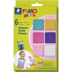 FIMO® Kids Ler, suppleringsfarver, 6x42 g/ 1 pk.