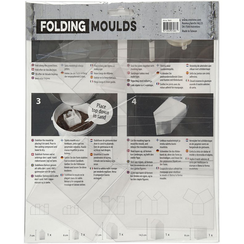 St&oslash;beforme, huse og trekant, H: 6-14,5 cm, tykkelse 0,5 mm, transparent, 5 stk./ 1 pk.