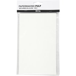 Papirpulp, ark 20x12 cm, r&aring;hvid, 100 g/ 1 pk.