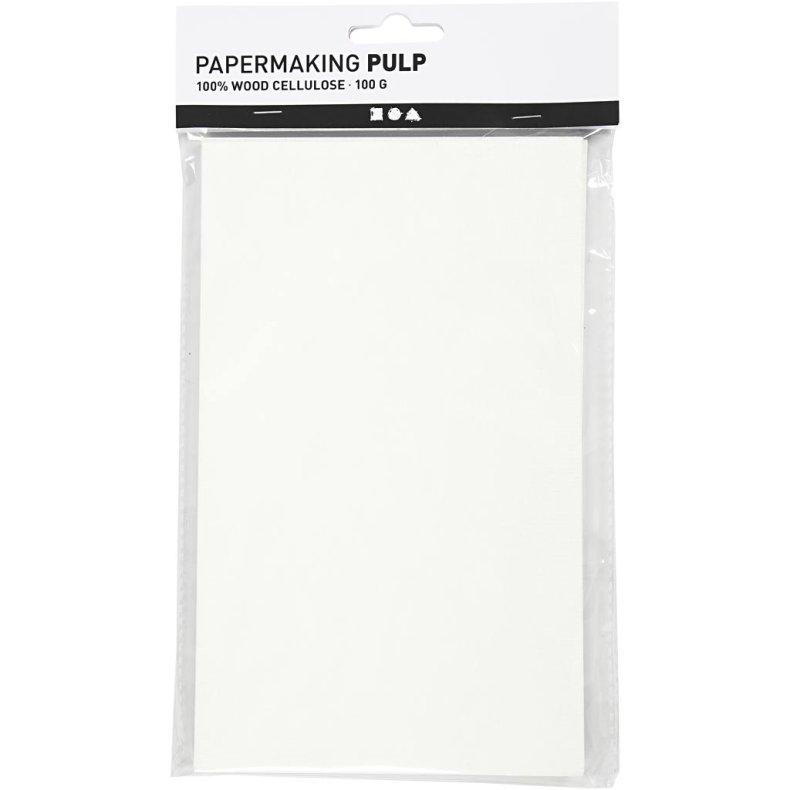 Papirpulp, ark 20x12 cm, r&aring;hvid, 100 g/ 1 pk.