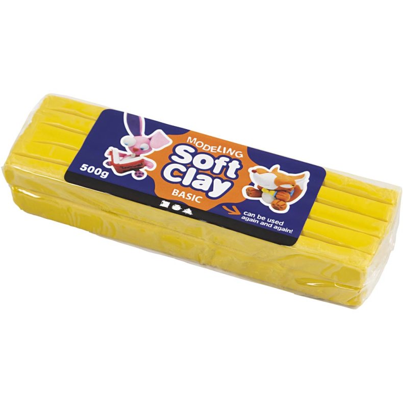 Modellervoks, str. 13x6x4 cm, gul, 500 g/ 1 pk.