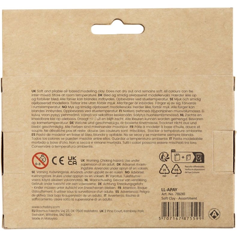 Modellervoks, H: 9,5 cm, ass. farver, 5x80 g/ 1 spand