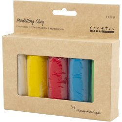 Modellervoks, H: 9,5 cm, ass. farver, 5x80 g/ 1 spand