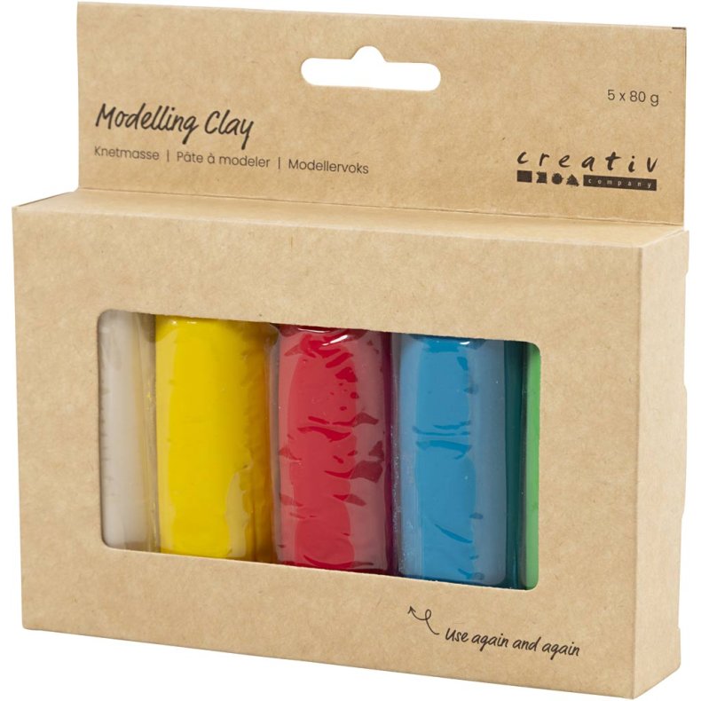 Modellervoks, H: 9,5 cm, ass. farver, 5x80 g/ 1 spand