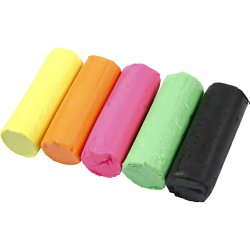 Modellervoks, H: 9,5 cm, neonfarver, 5x80 g/ 1 spand