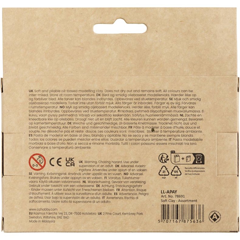 Modellervoks, H: 9,5 cm, neonfarver, 5x80 g/ 1 spand