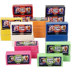 Modellervoks, str. 13x6x4 cm, ass. farver, 24x500 g/ 1 pk.