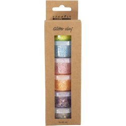 Glitter Clay, pastelfarver, 6x20 g/ 1 pk.