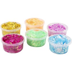 Glitter Clay, glade farver, 6x20 g/ 1 pk.