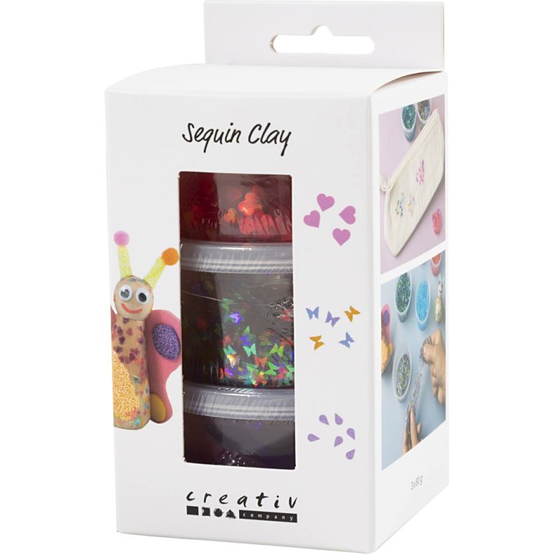 Sequin Clay, lilla/pink harmoni, 3x60 g/ 1 pk.