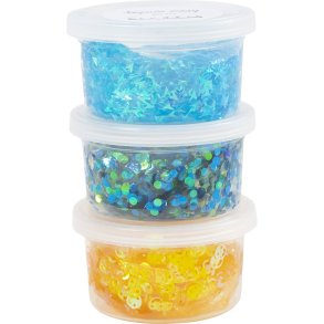 Sequin Clay, bl&aring;/gr&oslash;n harmoni, 3x60 g/ 1 pk.