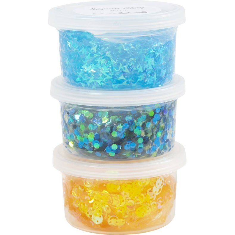 Sequin Clay, bl&aring;/gr&oslash;n harmoni, 3x60 g/ 1 pk.