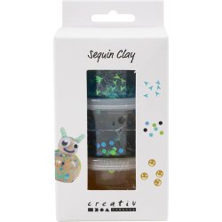 Sequin Clay, bl&aring;/gr&oslash;n harmoni, 3x60 g/ 1 pk.