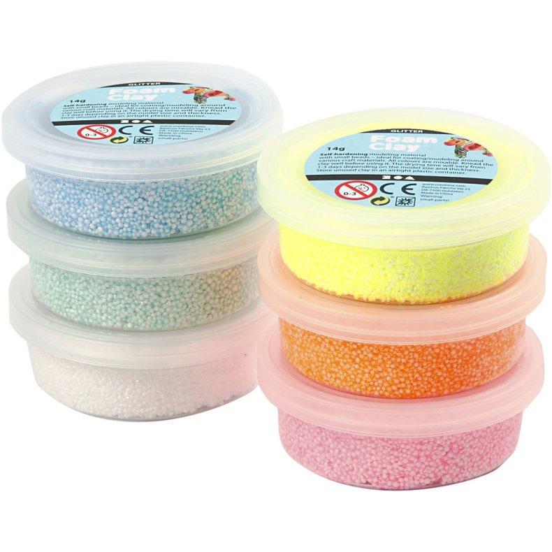 Foam Clay&reg;, glitter, pastelfarver, 6x14g/ 1 pk.