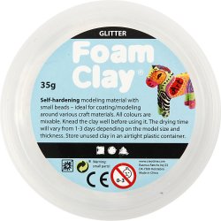 Foam Clay&reg;, glitter, hvid, 35 g/ 1 ds.