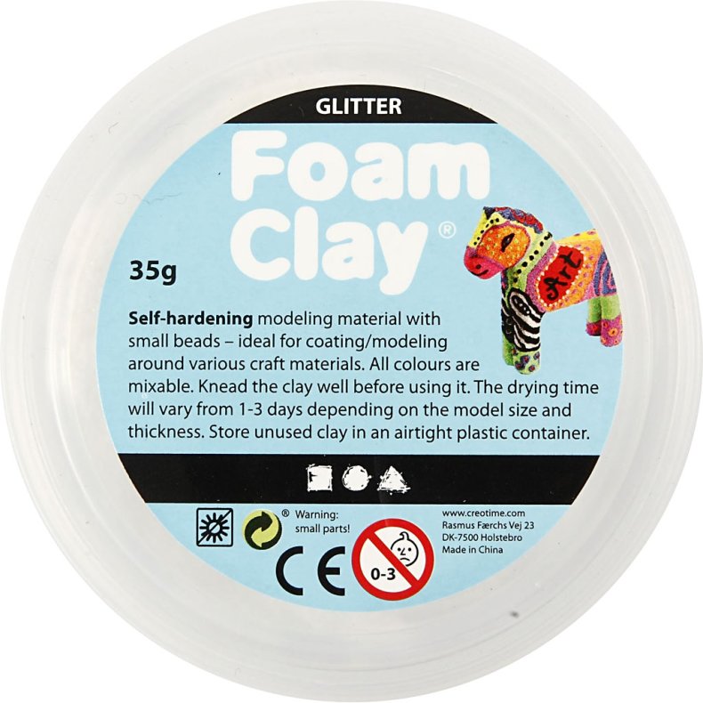 Foam Clay&reg;, glitter, hvid, 35 g/ 1 ds.
