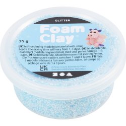 Foam Clay&reg;, glitter, lysebl&aring;, 35 g/ 1 ds.