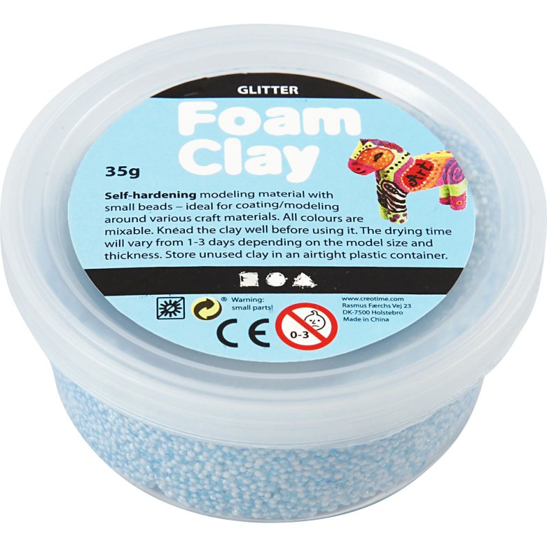 Foam Clay&reg;, glitter, lysebl&aring;, 35g/ 1 ds.