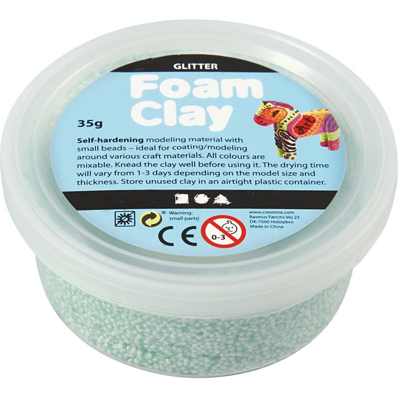 Foam Clay&reg;, glitter, lys gr&oslash;n, 35 g/ 1 ds.