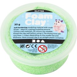 Foam Clay&reg;, glitter, gr&oslash;n, 35 g/ 1 ds.