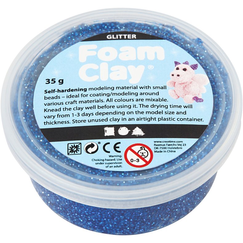 Foam Clay&reg;, glitter, bl&aring;, 35g/ 1 ds.