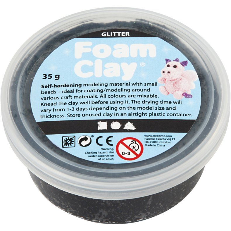 Foam Clay&reg;, sort glitter, 35g/ 1 ds.