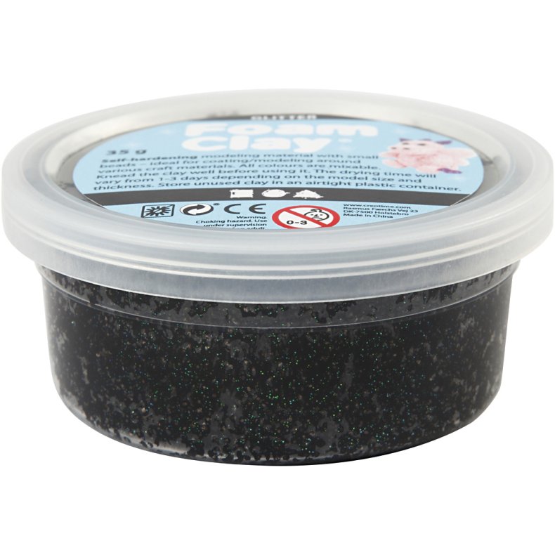 Foam Clay&reg;, sort glitter, 35 g/ 1 ds.