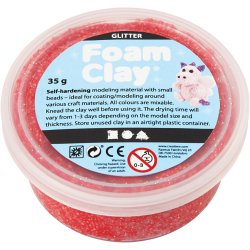 Foam Clay&reg;, glitter, r&oslash;d, 35 g/ 1 ds.