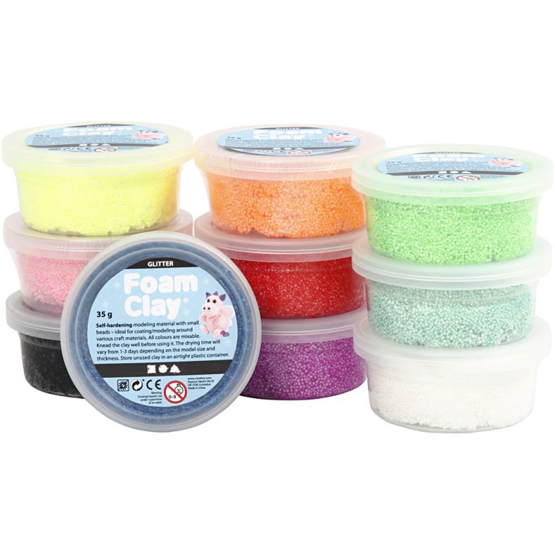 Foam Clay&reg;, glitter, ass. farver, 10x35g/ 1 pk.