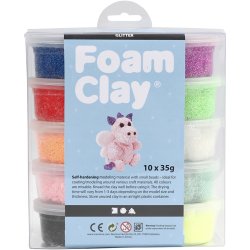Foam Clay&reg;, glitter, ass. farver, 10x35 g/ 1 pk.