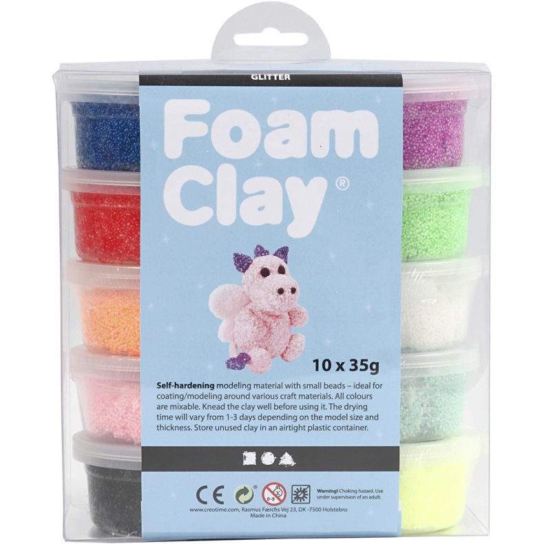 Foam Clay&reg;, glitter, ass. farver, 10x35 g/ 1 pk.