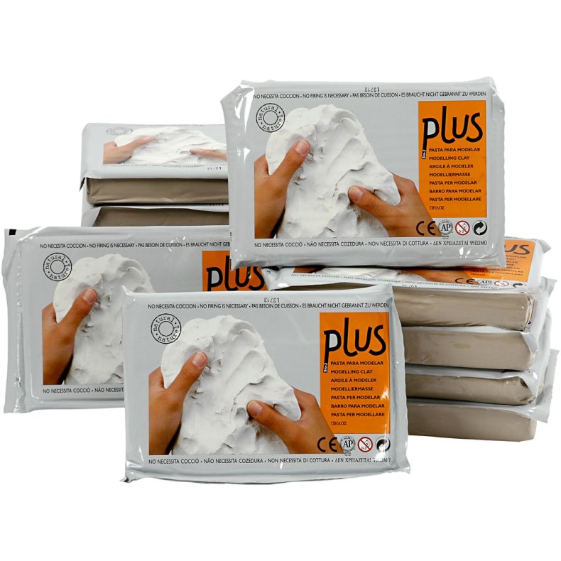 Selvh&aelig;rdende Ler, lys gr&aring;, 12x1000 g/ 1 pk.