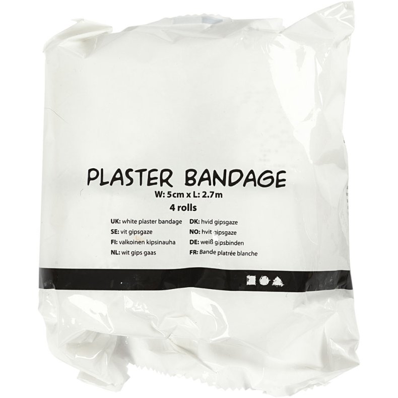 Gipsgaze, L: 2,7 M, B: 5 cm, hvid, 4 rl./ 1 pk.