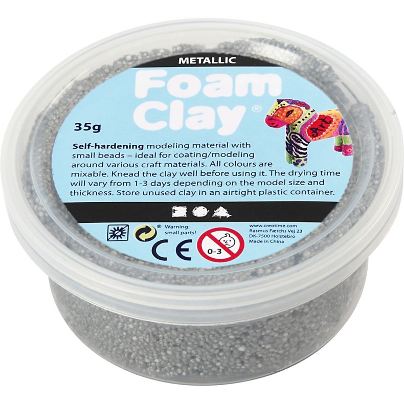 Foam Clay&reg;, metallic, s&oslash;lv, 35g/ 1 ds.