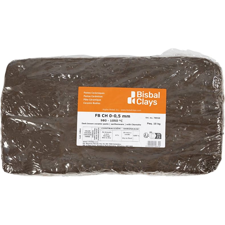 Ler med chamotte, m&oslash;rk brun, 10 kg/ 1 pk.
