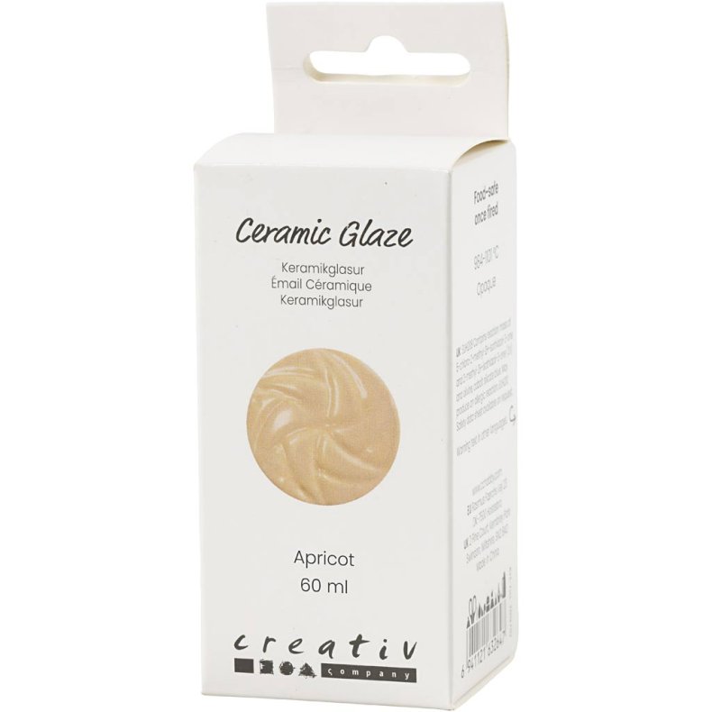 Keramikglasur, 984-1101 &deg;C, d&aelig;kkende, Apricot, 60 ml/ 1 ds.