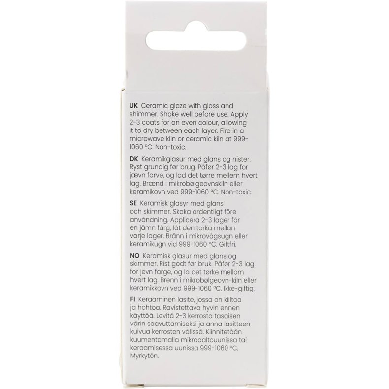 Prikket Keramikglasur, 999-1060 &deg;C, d&aelig;kkende, snow white, 60 ml/ 1 ds.