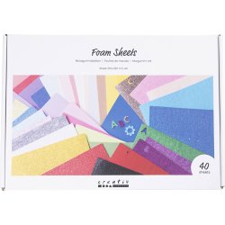 Mosgummi ark, A4, ark 210x297 cm, ass. farver, 40 ark/ 1 pk.