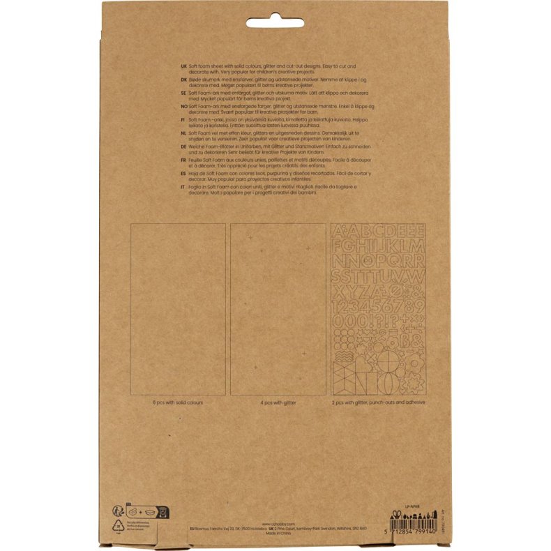 Mosgummi ark, str. 14x25 cm, tykkelse 2 mm, bl&aring;/gr&oslash;n harmoni, 12 ark/ 1 pk.