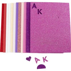 Mosgummi ark, str. 14x25 cm, tykkelse 2 mm, lilla/pink harmoni, 12 ark/ 1 pk.